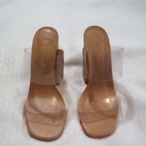 SCHUTZ Clear and Tan Women's Heels Size 7B